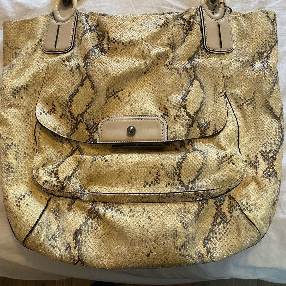 Coach Kristin Embossed Metallic Python Hobo Bag